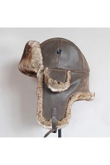 SK Studio Chapka Chapeau Trappeur Aviateur en Faux Cuir Fausse Fourrure Trapper Earflap Chasse Casquette Adulte pour Homme et