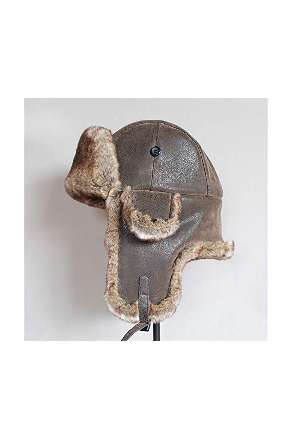 SK Studio Chapka Chapeau Trappeur Aviateur en Faux Cuir Fausse Fourrure Trapper Earflap Chasse Casquette Adulte pour Homme et