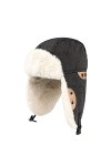Bonnet Aviateur Femme Chapka daviateur avec Oreillettes Chapeau Chaud en Coton Chapeau de Trappeur Coup-Vent dhiver Bonnet 