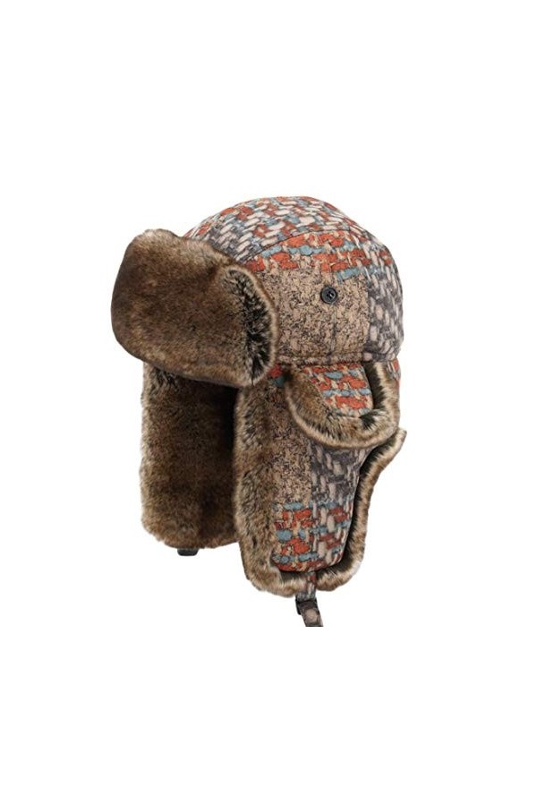 Insun Unisex Chapka Chaud Chapeau de Trappeur en Fausse Fourrure Ushanka Chapeau de Chasse Russe Noir Suède XL