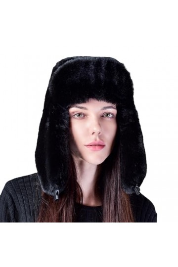GIBZ Chapeaux de Trappeur en Peluche pour Femme, Casquette Aviateur Doux en Fausse Fourrure, Chapka Hiver Chaude avec Oreille