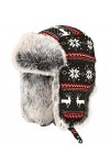 Insun Unisex Chapka Bordure en Fourrure Chapeaux Tricoté Bonnet Aviateur dhiver Chasse Casquette Noir 2 XL Chapkas circonfér