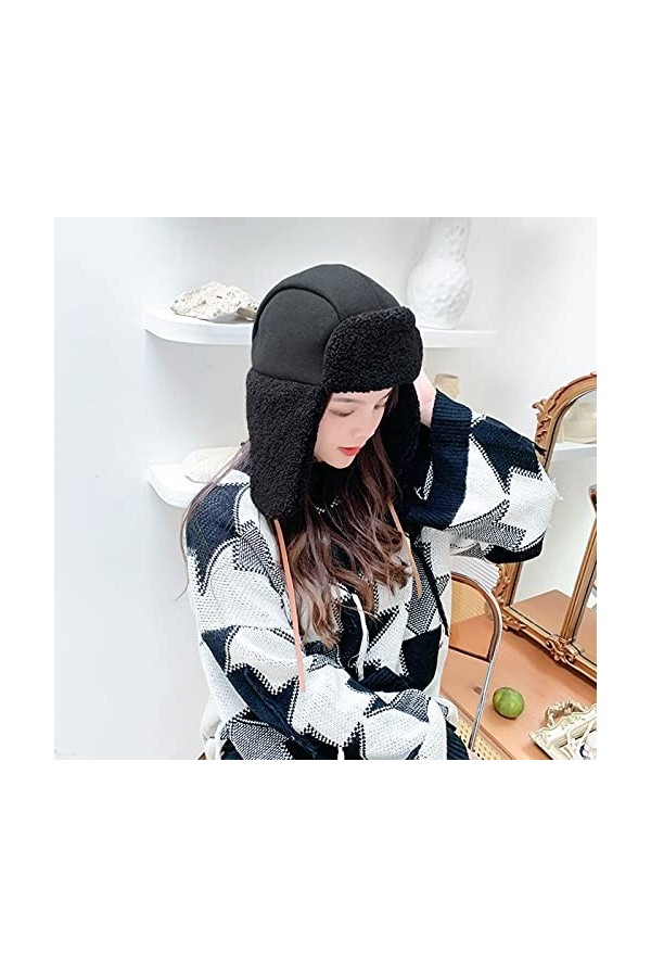 YJZQ Chapeau Hiver Chapka Unisexe élégant Cache-Oreilles Casquette avec Doublure Fausse Fourrure Chapeau Femme Chapka pour Cy