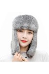 XUYUZUAU Chapeau de Trappeur pour Femme Chaud Hiver Chapka Bonnet daviateur Véritable Chapeau de Fourrure de la avec Oreille