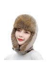 XUYUZUAU Chapeau de Trappeur pour Femme Chaud Hiver Chapka Bonnet daviateur Véritable Chapeau de Fourrure de la avec Oreille