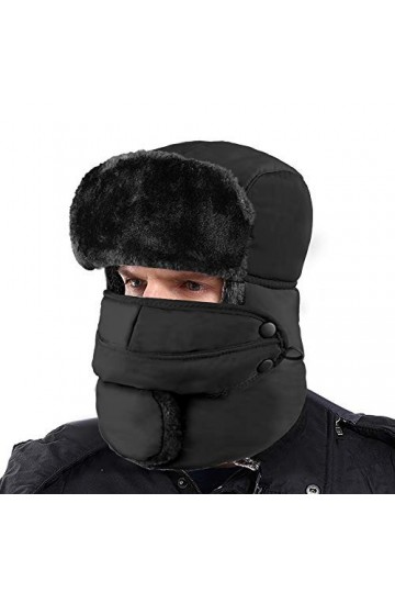 XIAOYAO Chapka Imperméable pour Femme et Homme Hiver Chaud Chapeau Patinage Ski Autres Activités en Plein Air Noir 