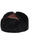 DongBao Chapeau de aviateur Chapeau en Cuir Chapka Épais Chaud Bonnet avec Cache-Oreilles en Laine Chapka dhiver pour Cyclis