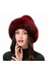 DTLDYG Femme Chapeau Chapkas Fourrure de Vison Véritable Casquette Bord de Fourrure de Renard Pom Pom Hiver Chaud Chapeau de 