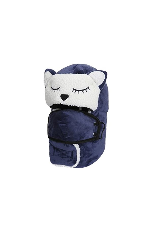 Cicilin Chapeau Trappeur Hiver Unisex Bomber Chapeau Chapka Coupe-Vent Chapeau Russe Animal Doublé Fourrure Cache-Oreilles Bl