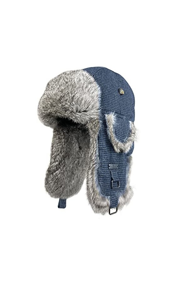 Taslon Chapeau de trappeur dhiver en fausse fourrure pour homme et femme, bleu, Small-medium