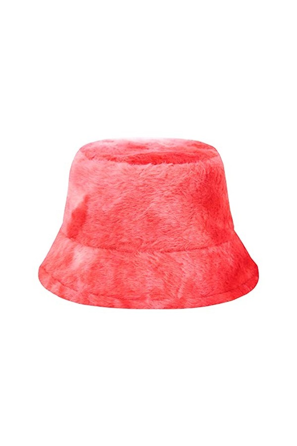 Surkat Chapeau dhiver en fausse fourrure chaud coupe-vent pour femme, Tie Dye Rouge, Taille unique