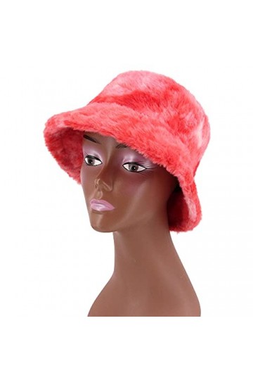 Surkat Chapeau dhiver en fausse fourrure chaud coupe-vent pour femme, Tie Dye Rouge, Taille unique