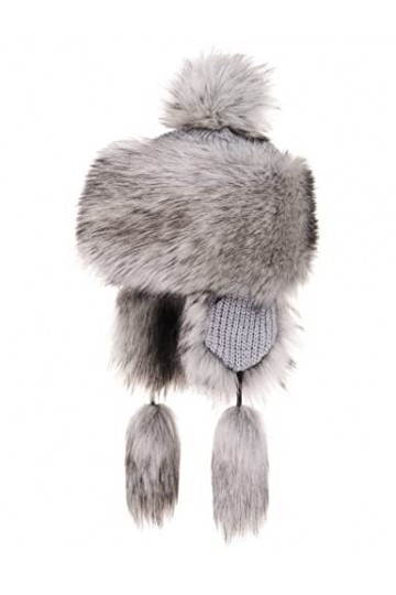 Futrzane Montagne Chapka en Fausse Fourrure De Renard pour Hiver Argenté Sibérien 
