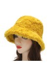 ZLYC Chapeau dhiver en fausse fourrure pour femme, Jaune Fourrure, taille unique