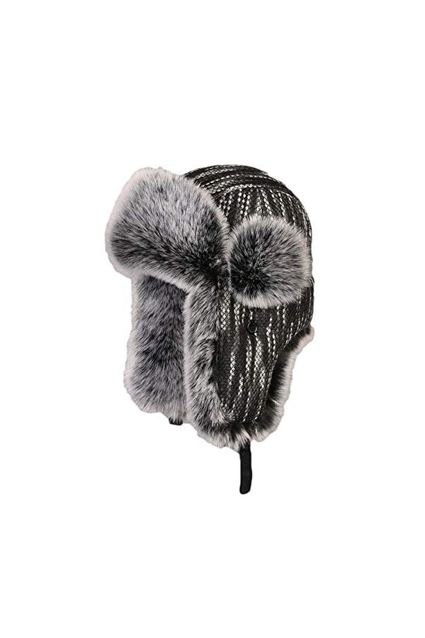 Insun Unisex Chapka Casquette avec Bordure en Fourrure dhiver Anti Vent Aviateur Chapeau Bonnet de Russie Noir L Chapkas cir