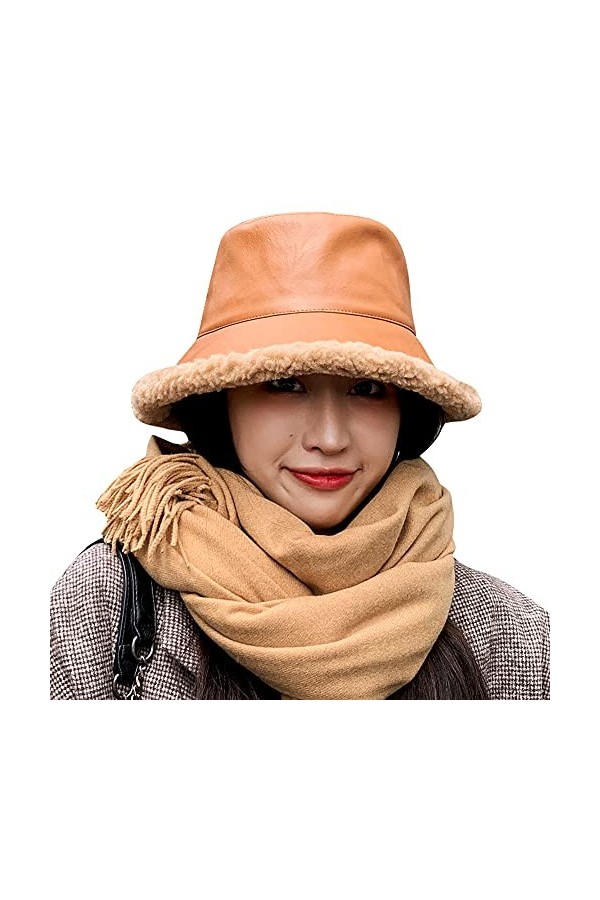 MIFULGOO Chapeau dhiver pour femme style années 90 en cuir synthétique fourrure, fourrure, polaire, pliable, marron, Taille