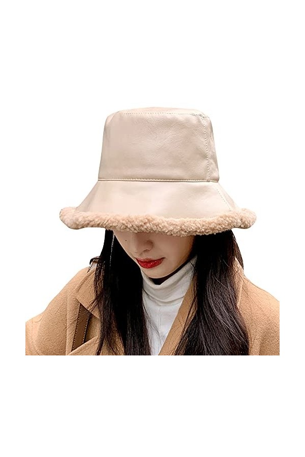 MIFULGOO Chapeau dhiver pour femme style années 90 en cuir synthétique fourrure, fourrure, polaire, pliable, marron, Taille 