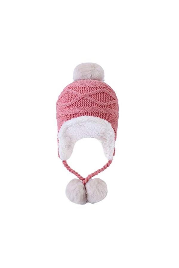 Kuyou Chapeau dhiver pour femme - Cache-oreilles - Chaud - En fourrure - Rouge - Taille Unique