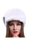 AnKoee Chapeau Casquette Femme Hiver Fausse Fourrure Chapkas Fille Bonnet Chapeaux Blanc 