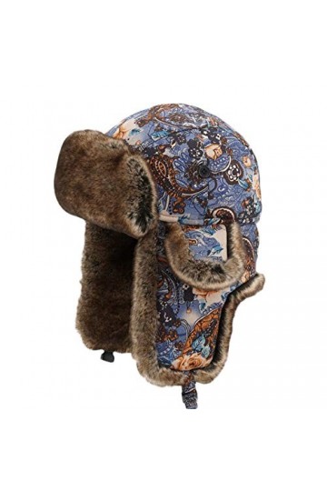 Cozomiz Unisex Chapka Bordure en Fourrure Chapeaux Tricoté Bonnet Aviateur dhiver Chasse Casquette pour Adultes Bonnet de Ru