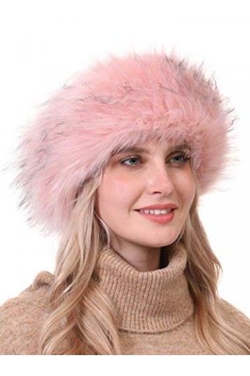 soul young Bandeau en Fourrure Chapka Russe Femmes Bandeaux Fausse Fourrure De Hiver pour Ski Rose avec Pointe 