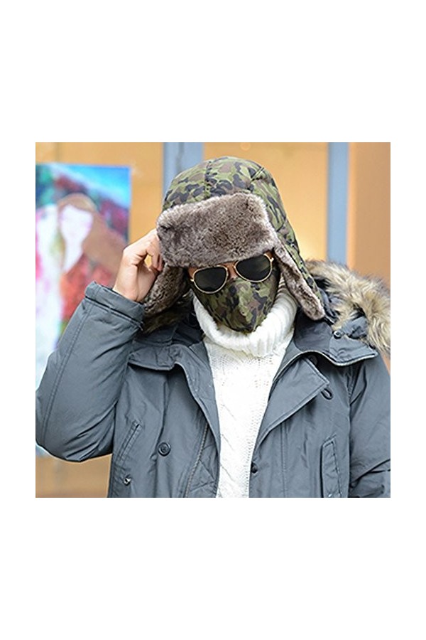 Bluelans® Bonnet en fourrure de renard - Bonnet dhiver pour femme - Bonnet daviateur - Bonnet daviateur - Bonnet en fourru