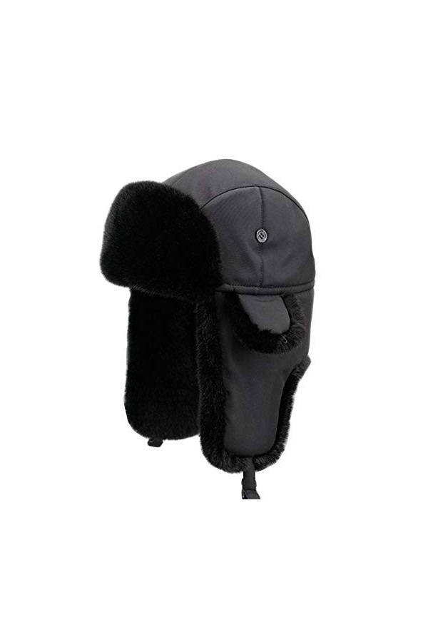 Insun Unisex Chapka Chaud Chapeau de Trappeur en Fausse Fourrure Ushanka Chapeau de Chasse Russe Noir 1 S