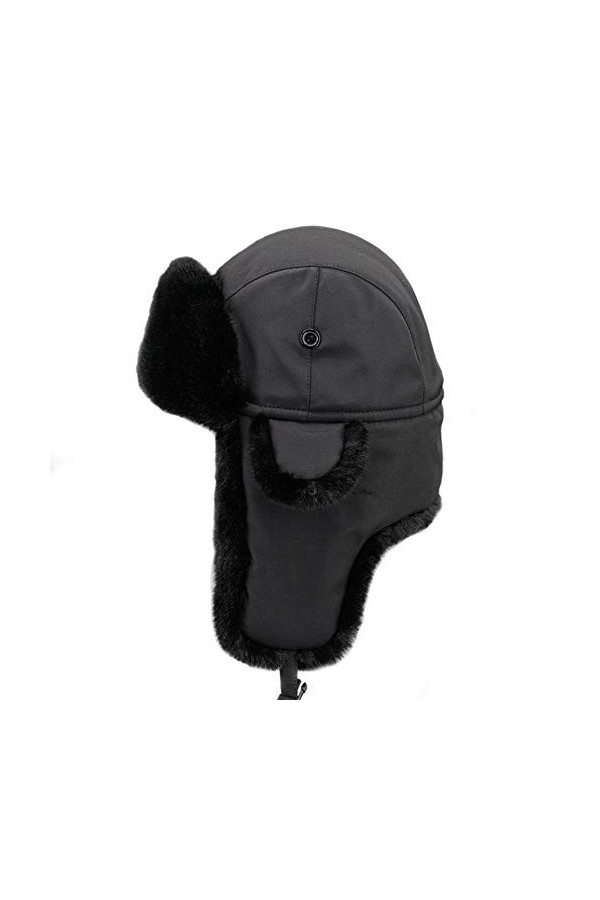 Insun Unisex Chapka Chaud Chapeau de Trappeur en Fausse Fourrure Ushanka Chapeau de Chasse Russe Noir 1 S
