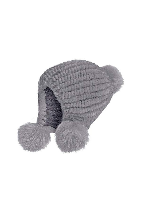 KAISHIN Hiver véritable Fourrure Bomber Chapeaux Femmes tricoté Vison Fourrure Pompon Chapeaux Renard Fourrure Cache-Oreilles