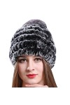 AnKoee Femme Chapeau Fausse Fourrure Casquettes Ski Extérieure Chapeaux Voyage Chapeau Sports Hiver Mode Chapeau Gris-Noir 