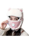 Lot de 2 chapeaux dhiver pour femme avec cache-oreilles et oreilles dours Kawaii - Bonnet de ski aviateur trappeur Ushanka 