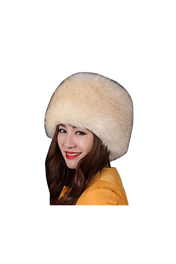 LaoZanA Femme Hiver Chapeau en Fausse Fourrure Style Russe Gris Noir