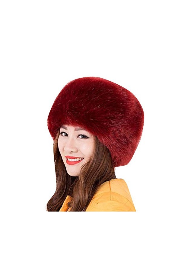 LaoZanA Femme Hiver Chapeau en Fausse Fourrure Style Russe Gris Noir