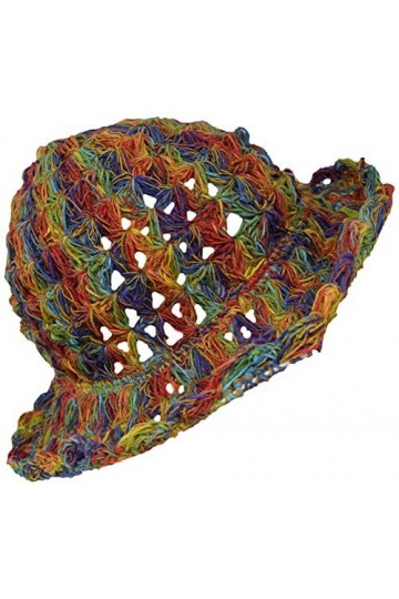 Gheri Chanvre Coton Paille Soleil Chapeau Panama Bord Large Été Vacances Coloré Arc en Ciel M