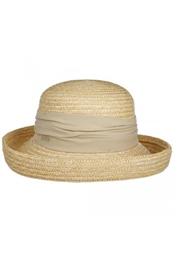 Seeberger Chapeau Dilara en Paille Chapeau pour Femme Chapeau de Soleil Taille Unique - Beige Clair 