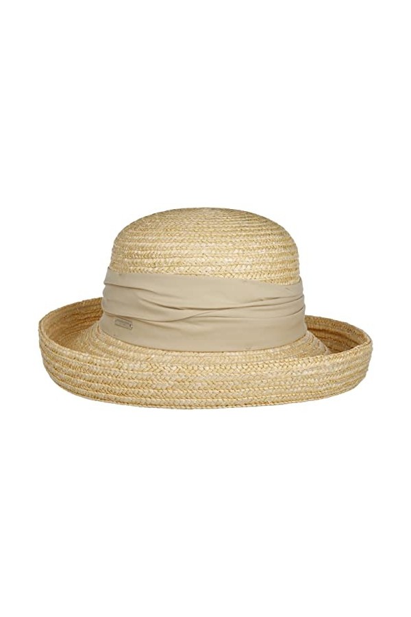 Seeberger Chapeau Dilara en Paille Chapeau pour Femme Chapeau de Soleil Taille Unique - Beige Clair 