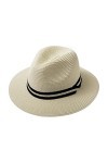 Jeff & Aimy Chapeau Fedora en paille pour homme et femme, UPF 50+, chapeau de plage pliable à large bord, chapeau Panama UV, 