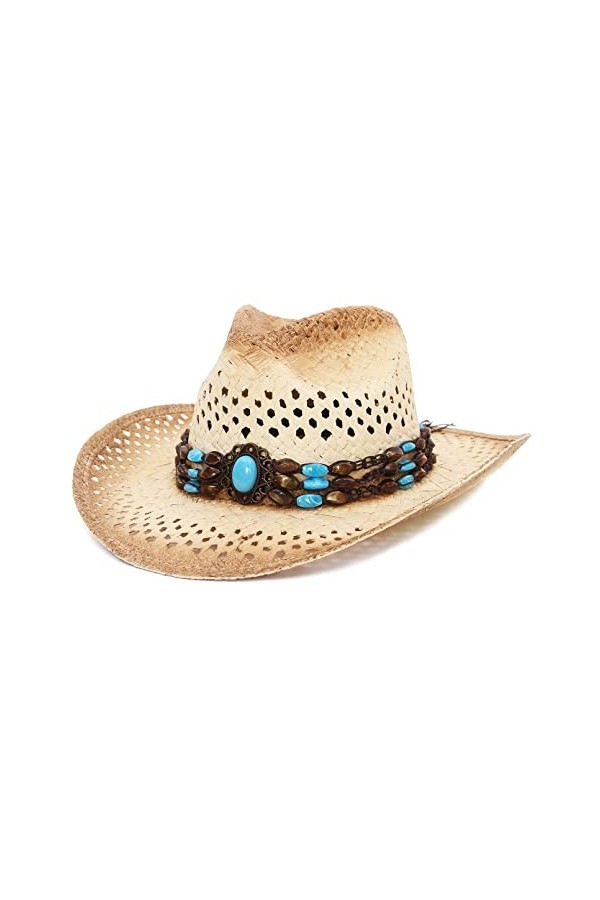 GEMVIE Chapeau Cowboy Chapeau de Panama Chapeau en paille Chapeau dété Chapeau de plage Fedora Chapeau à aile large chapeau 