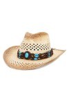 GEMVIE Chapeau Cowboy Chapeau de Panama Chapeau en paille Chapeau dété Chapeau de plage Fedora Chapeau à aile large chapeau 