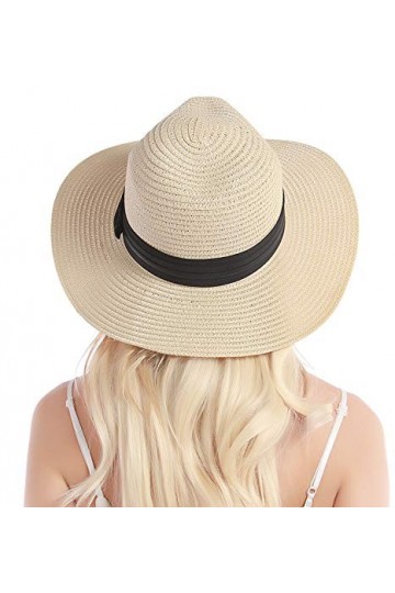 Chapeau de paille pour femme - Chapeau de plage - Chapeau dété - Protection UV UPF50+, Kaki clair Panama, Taille M
