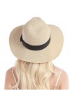 Chapeau de paille pour femme - Chapeau de plage - Chapeau dété - Protection UV UPF50+, Kaki clair Panama, Taille M