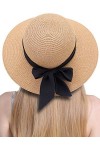 Chapeau de paille pour femme - Chapeau de plage - Chapeau dété - Protection UV UPF50+, Kaki clair Panama, Taille M