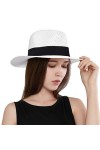 Taylormia Femme Panama Chapeau Été Chapeau de Soleil Chapeau de Paille Chapeau de Plage Anti-UV UPF 50+ Beige