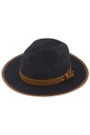 Muryobao Chapeau de paille Panama pliable Fedora pour femme à large bord UPF50+ - beige - Taille unique