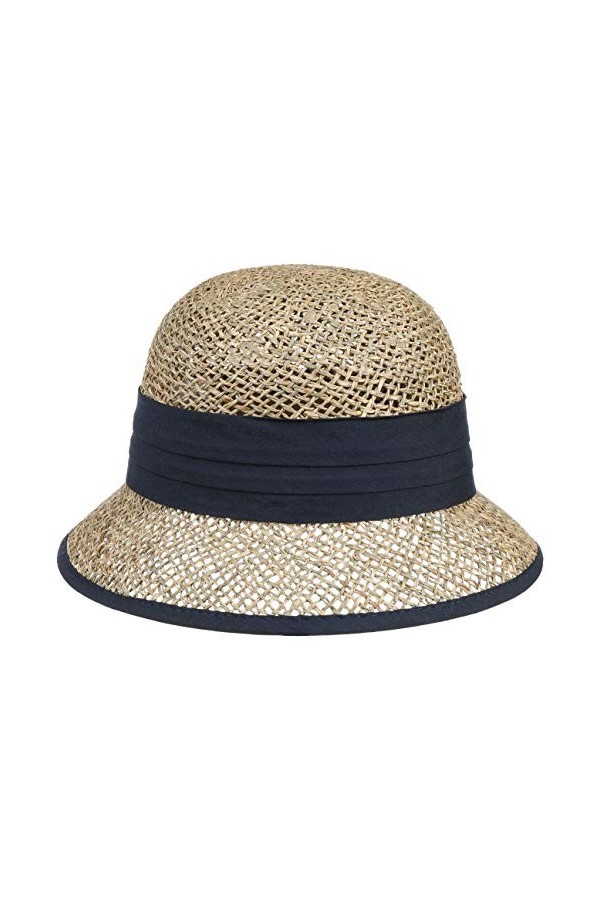 Seeberger Chapeau Cloche en Paille Zostère Chapeau de Soleil Chapeau pour Le Jardin Taille Unique - Noir 