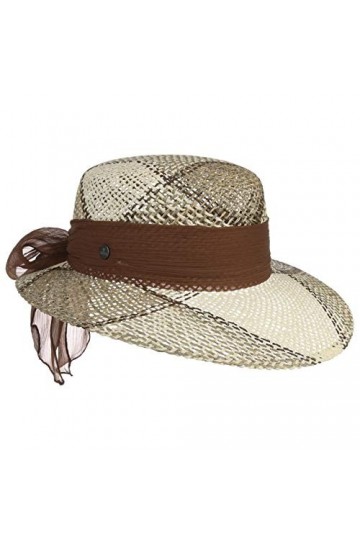 Lierys Chapeau en Paille avec Bande Tissu Femme - Made in Italy de Soleil dété Plage Printemps-été - Taille Unique Marron