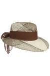 Lierys Chapeau en Paille avec Bande Tissu Femme - Made in Italy de Soleil dété Plage Printemps-été - Taille Unique Marron