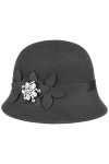 Lipodo Chapeau Cloche avec Fleurs et Strass Femme - Made in Italy en Feutre de Laine pour Ruban Gros Grain Automne-Hiver - 54