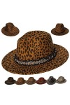 VPbao Chapeau Panama Fedora Trilby with Bande en Cuir/Perles Bord Large Cérémonie Cocktail Jazz Western 37 Couleurs Feutre 