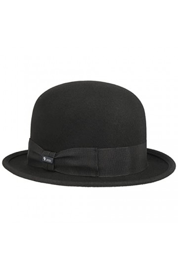 Lipodo Chapeau Melon en Feutre pour Enfant - Made in Italy de avec Ruban Gros Grain Printemps-été - 53 cm Noir